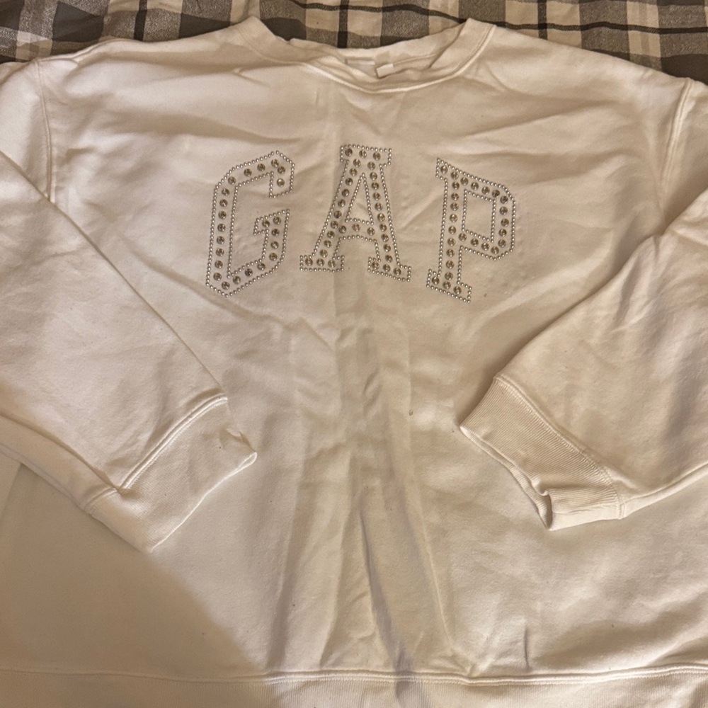 GAP Ivory Sweatshirt with Embellished Logo